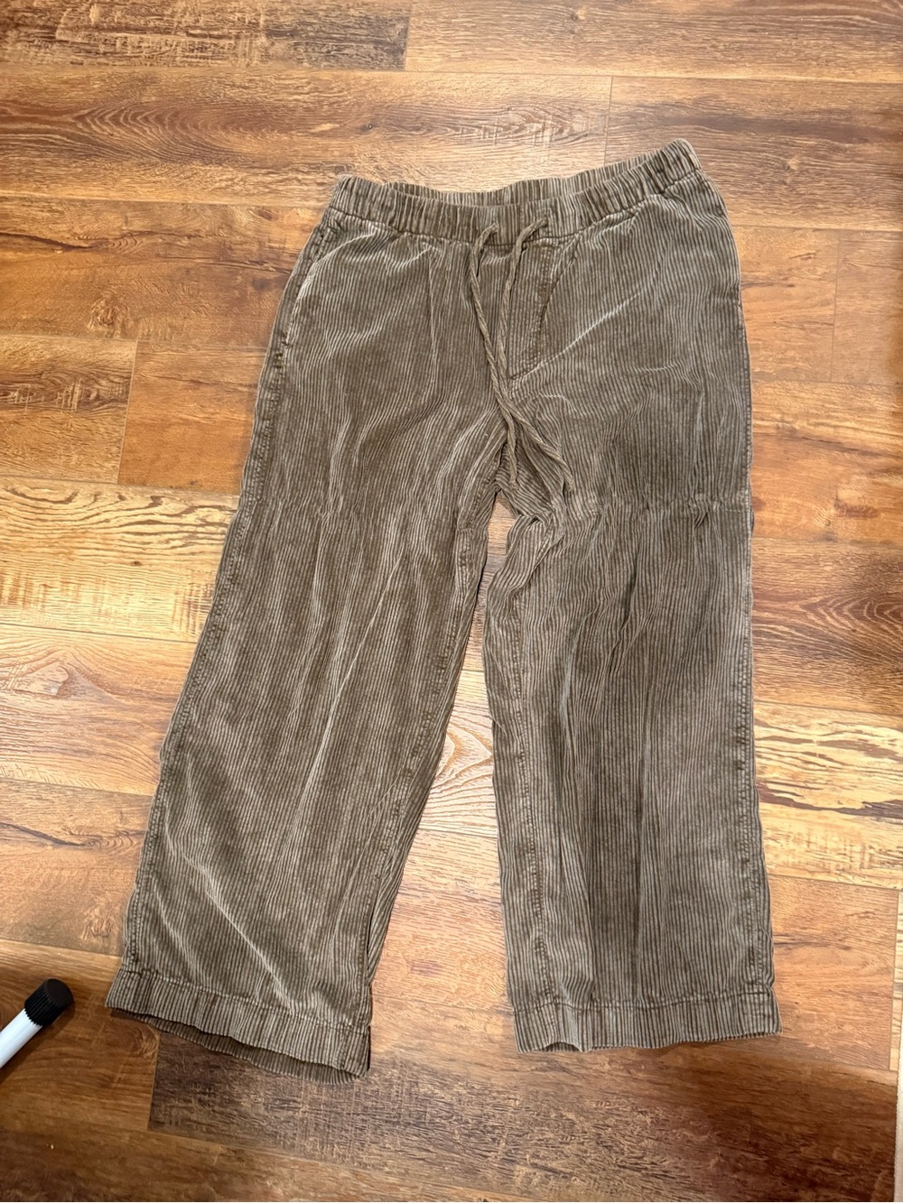 Casual Corduroy Drawstring Pants - Brown